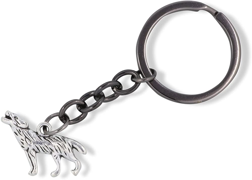 Emerald Park Jewelry Large 3D Howling Wolf Charm Keychain