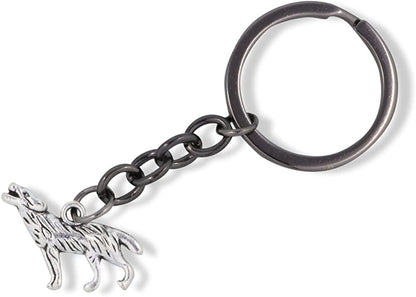 Emerald Park Jewelry Large 3D Howling Wolf Charm Keychain