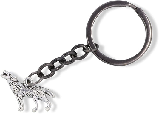 Emerald Park Jewelry Large 3D Howling Wolf Charm Keychain