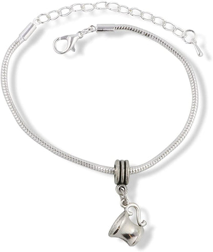 Coffee Jewelry | Coffee Cup Stainless Steel Snake Chain Charm Bracelet