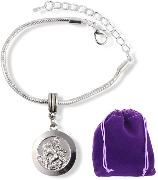St Christopher Bracelet | Stainless Steel Hypoallergenic Snake Chain Charm Bracelet