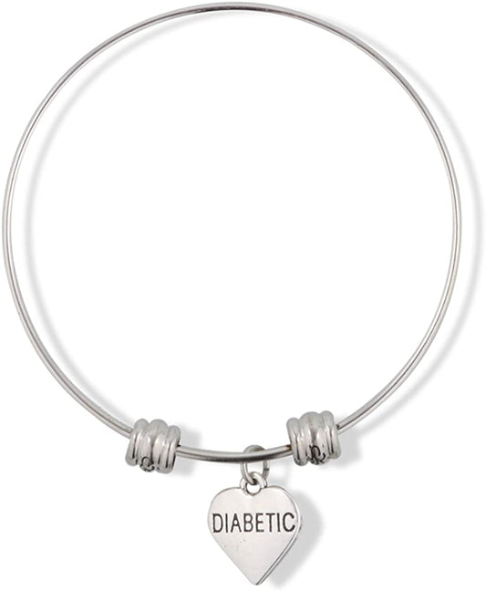 Diabetic Text on Heart Fancy Charm Bangle