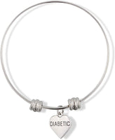 Diabetic Text on Heart Fancy Charm Bangle