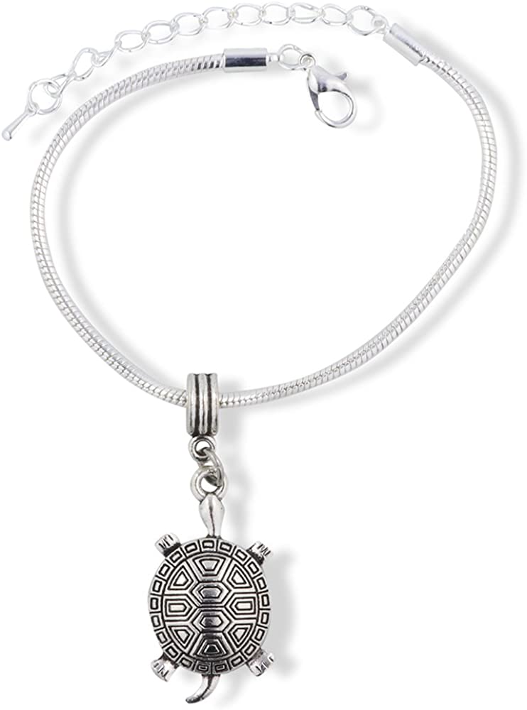 Painted Turtle Dots for Eyes Four Toes Snake Chain Charm Bracelet