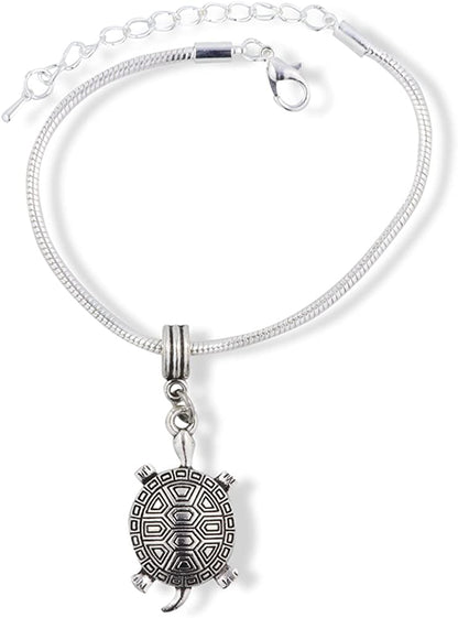 Painted Turtle Dots for Eyes Four Toes Snake Chain Charm Bracelet