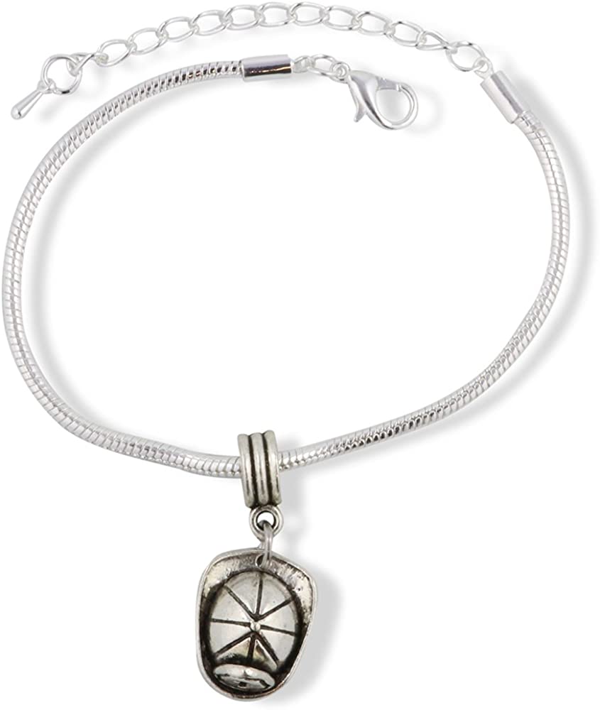 Fireman Helmet with " 1 " on the Front Snake Chain Charm Bracelet