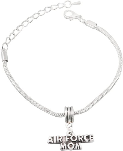 Emerald Park Jewelry Air Force Mom Snake Chain Charm Bracelet