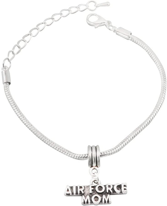 Emerald Park Jewelry Air Force Mom Snake Chain Charm Bracelet