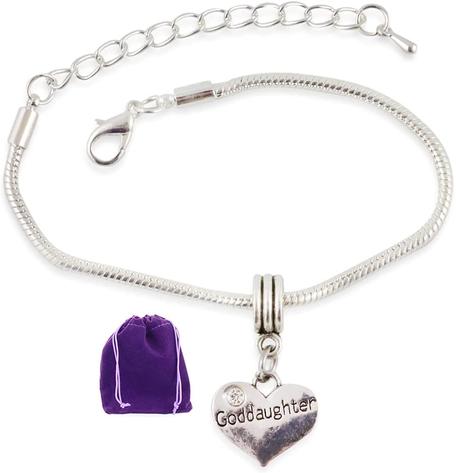Emerald Park Jewelry Goddaughter on Heart Snake Chain Charm Bracelet
