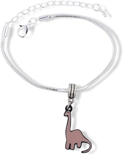 Emerald Park Jewelry Brontosaurus Cartoonish Dinosaur Snake Chain Charm Bracelet