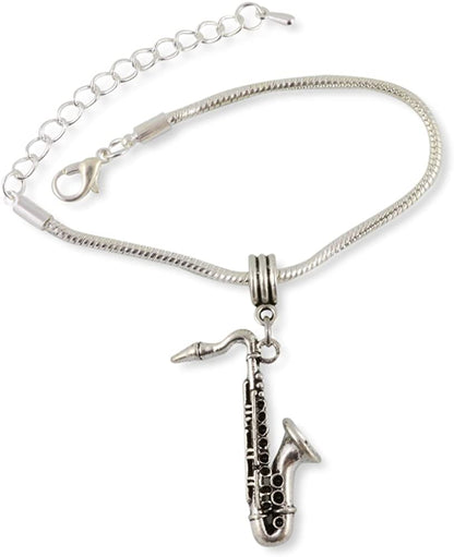 Saxophone Bracelet | Stainless Steel Snake Chain Charm Bracelet