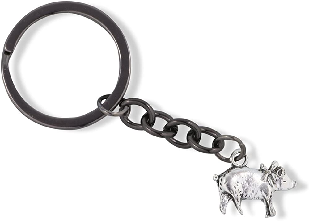 Emerald Park Jewelry Pig with Ribbon Charm Keychain