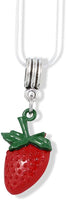 EPJ Red Strawberry with Green Stem Charm Snake Chain Necklace