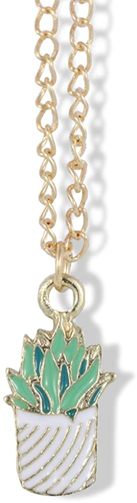 Cactus Necklace | Jewelry Cacti Charm Stuff Gifts for Women Teen Girls Men Arizona Necklace Cactus Succulent Decor Aloe Vera in a White Pot