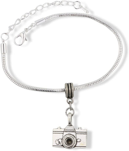 Photography Bracelet | Gifts Camera Jewelry Camera (Large) for Women Bracelet Silver Plated Chain Charm Novelty Photography Gifts Camera Gifts for Women Men