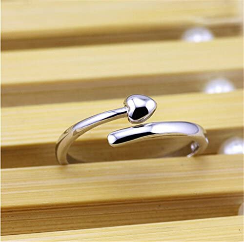 Emerald Park Jewelry Heart Love Wedding Band Silver Plated Adjustable Ring