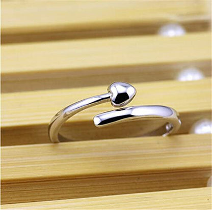 Emerald Park Jewelry Heart Love Wedding Band Silver Plated Adjustable Ring