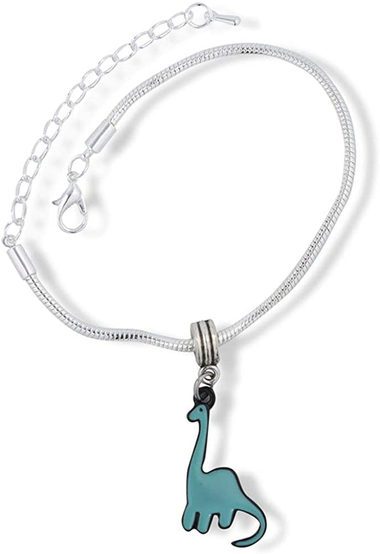 Emerald Park Jewelry Brontosaurus Cartoonish Dinosaur Snake Chain Charm Bracelet