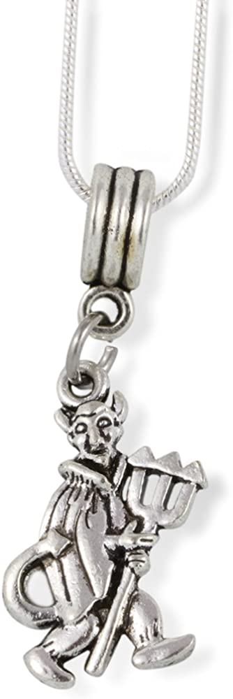 Emerald Park Jewelry Devil with Pitch Fork Charm Snake Chain Necklace