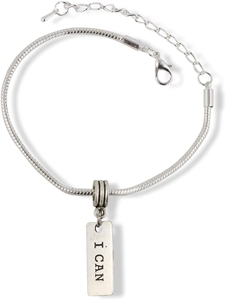 Emerald Park Jewelry I Can Bracelet | Inspirational Sayings Snake Chain Charm Bracelet