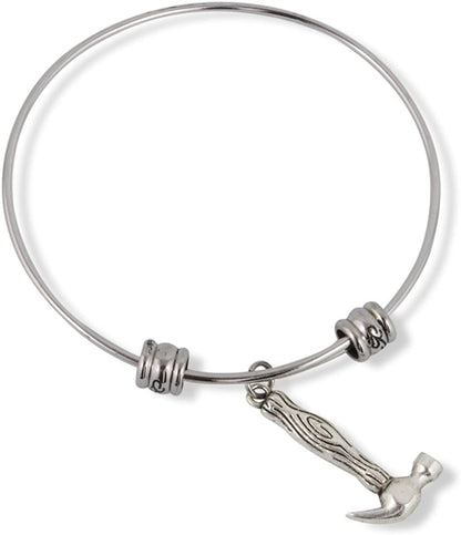 Hammer Bracelet Bangle Gifts for A Proud Builder Carpenter Mom Jewelry Carpenter Gifts for Men Jewlry Working Tools Charm Mom Accessories Stuff Gift for Kids Men Women Boys Girls Decor