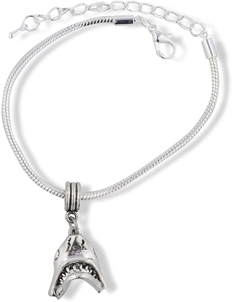 Emerald Park Jewelry Shark Jaw Closable Snake Chain Charm Bracelet