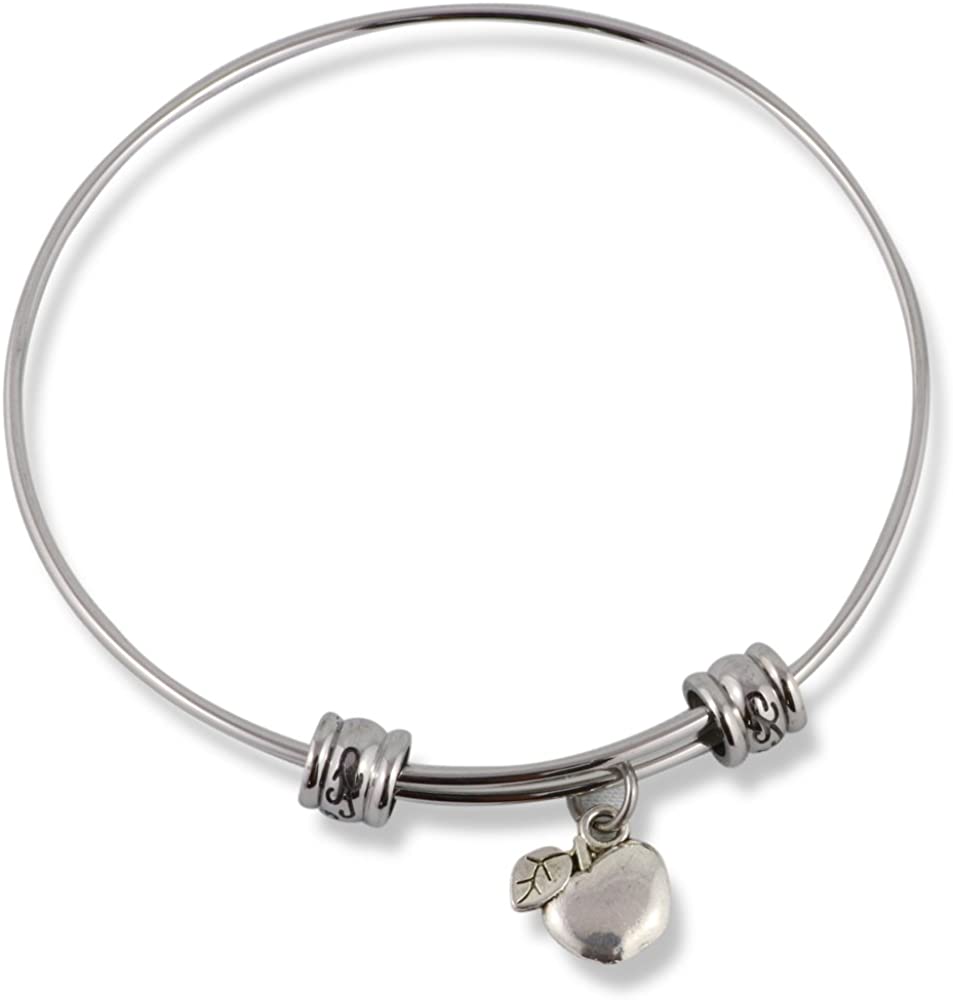 Apple with one Leaf Fancy Charm Bangle