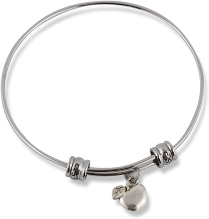 Apple with one Leaf Fancy Charm Bangle