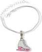 Emerald Park Jewelry Pink and White Ice Skate Snake Chain Charm Bracelet