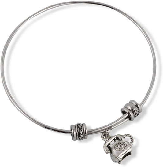 Emerald Park Jewelry Telephone (Old Style Rotary with Pick up to Ear and Mouth) Fancy Charm Bangle