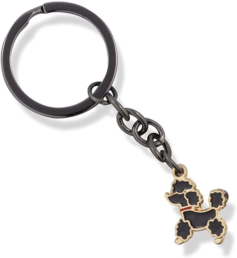 Emerald Park Jewelry Poodle with Red Collar Charm Keychain
