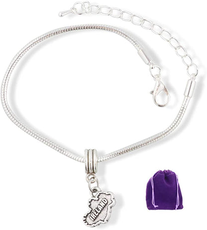 Ireland Country Map Snake Chain Charm Bracelet