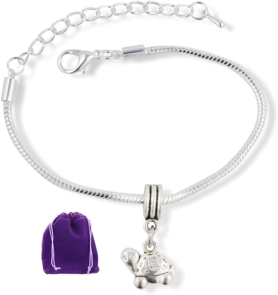 Turtle ( Cartoonish looking at you ) Snake Chain Charm Bracelet