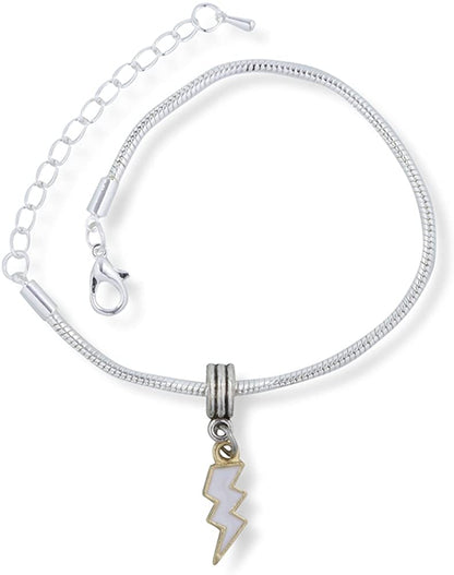 Emerald Park Jewelry Lightning Bolt Bracelet | Stainless Steel Snake Chain Charm Bracelet