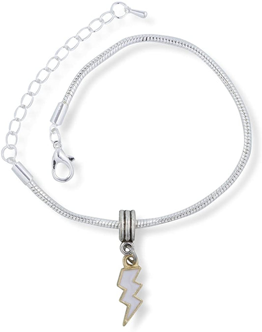 Emerald Park Jewelry Lightning Bolt Bracelet | Stainless Steel Snake Chain Charm Bracelet