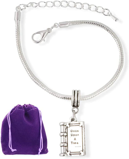 Once Upon a Time | Book Bracelet Stainless Steel Hypoallergenic Book Lover Jewelry for Those that Love a Once Upon a Time Charm