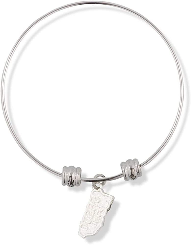 Puerto Rico Country Map Fancy Charm Bangle