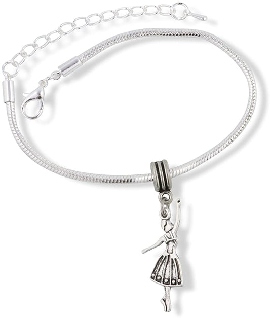 Dancer in Dress Snake Chain Charm Bracelet