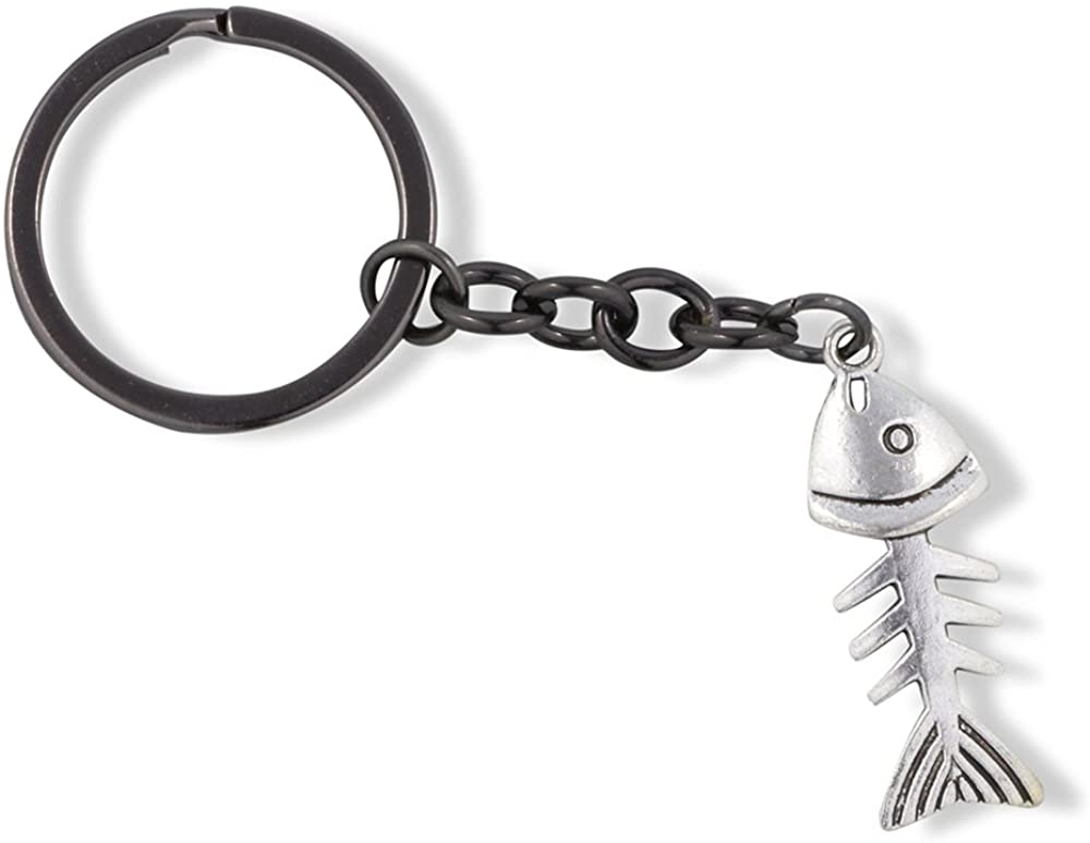Emerald Park Jewelry Fish Keychain | Fish Bones Skeleton Charm Keychain