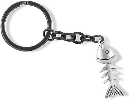 Emerald Park Jewelry Fish Keychain | Fish Bones Skeleton Charm Keychain