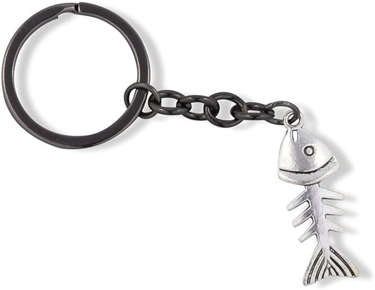 Emerald Park Jewelry Fish Keychain | Fish Bones Skeleton Charm Keychain