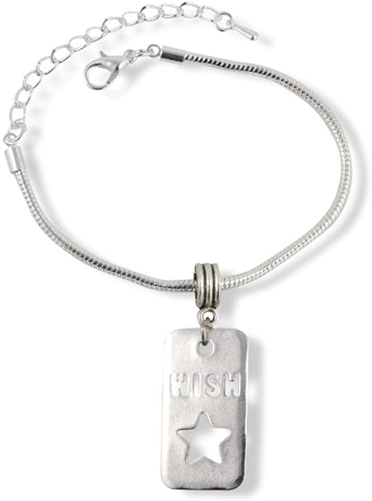 Emerald Park Jewelry Wish Text Snake Chain Charm Bracelet