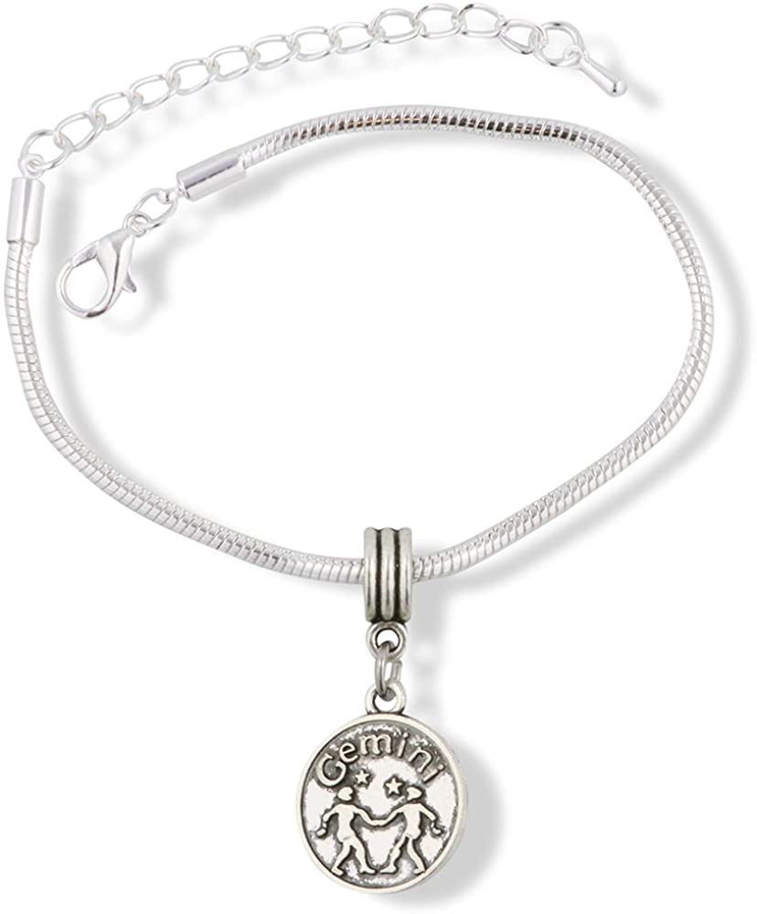 Gemini Astrology Sign Snake Chain Charm Bracelet