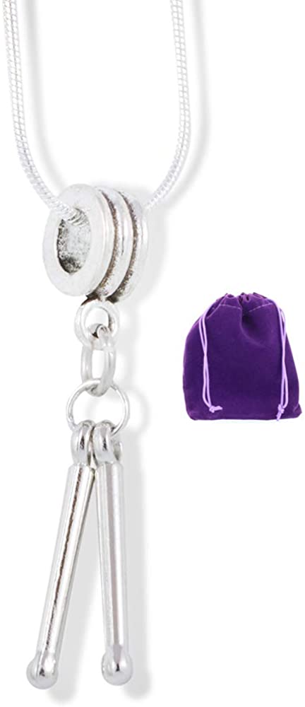 Drumstick Necklace | Small Drumming Instruments Charm Snake Chain Necklace Drummer Gifts for Men Drum Accessories of Music Jewelry