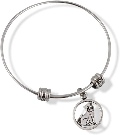 Emerald Park Jewelry Cat Sitting Within a Circle Fancy Bangle