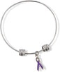 Purple Ribbon Cancer Alzheimer Crohn Animal Abuse Fancy Charm Bangle