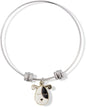 Dog Head Black and White with Twirley Ears Fancy Charm Bangle