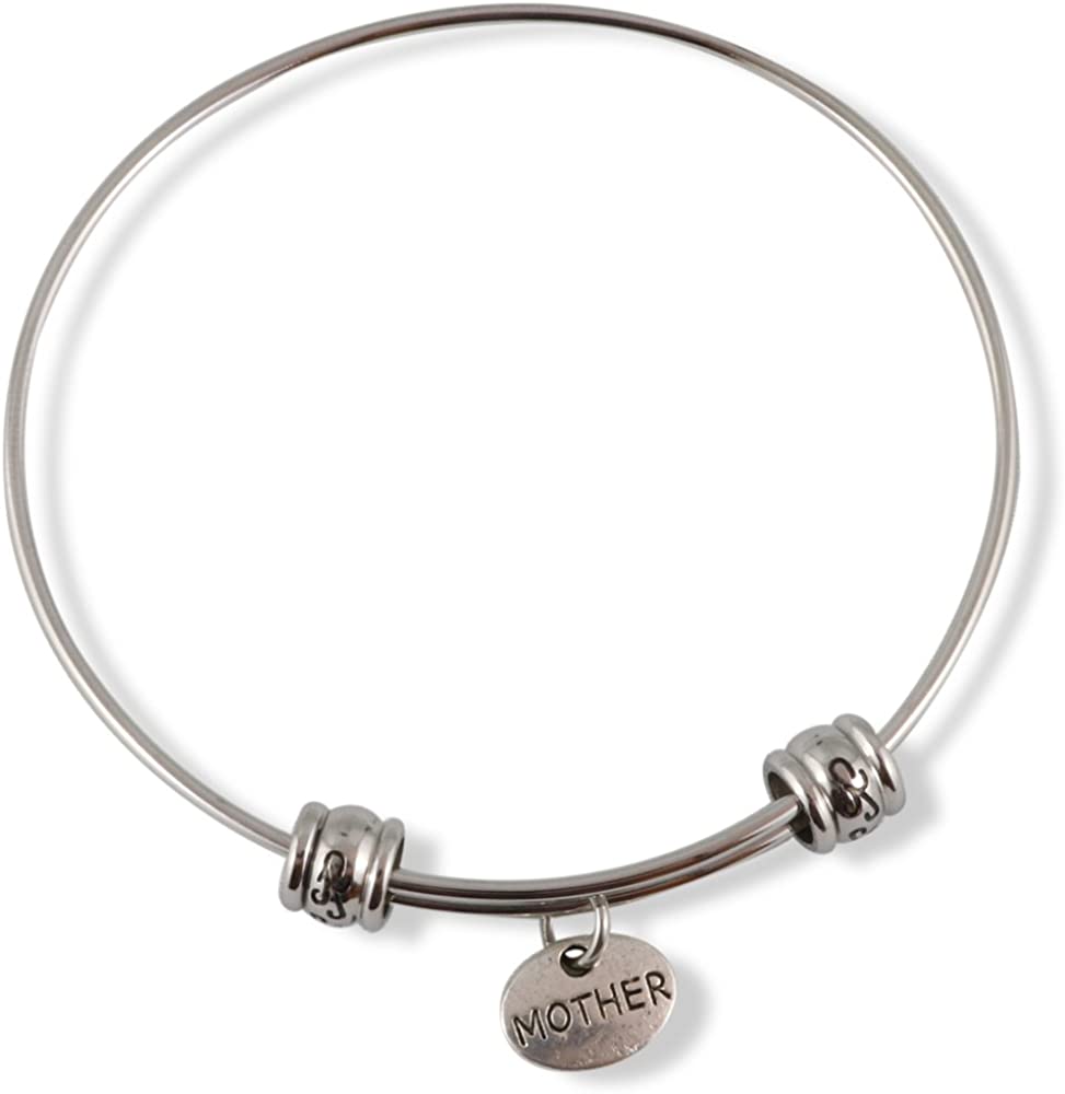 Emerald Park Jewelry Mother on Oval Charm Small Fancy Bangle