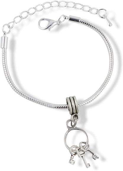Emerald Park Jewelry Key Chain (Keychain) Snake Chain Charm Bracelet