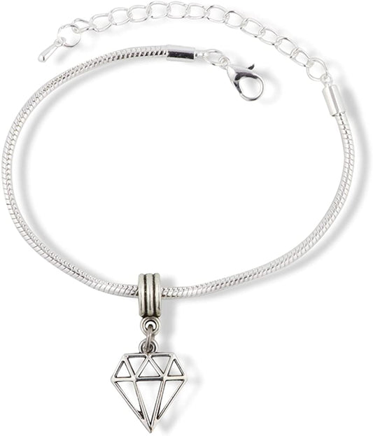 Emerald Park Jewelry Geometric Diamond Snake Chain Charm Bracelet